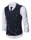 cheap Men's Waistcoat-Men's Vest Waistcoat Gilet Vacation Party Business Fashion Casual Spring Fall Buttons Polyester Comfortable Plain Double Breasted Lapel Regular Fit Black Navy Blue Coffee Vest
