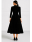 abordables Robes de smoking-Femmes Robe smoking Ligne A Formel Velours Élégant Simple manche longue Longueur thé Revers Double Boutonnage