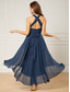 baratos Casamento Casual / Durante o Dia-Vestidos de convidada de casamento A-line vestido elegante festa formal de casamento comprimento de chá sem mangas um ombro convidada de casamento de outono chiffon com franzido