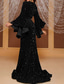 baratos Vestidos de Festa Sereia-Sereia Longo Vestidos de baile Vestidos de noite Vestido de Baile Vestido formal Elegante Manga Longa Decote Princesa Casamento Formal Vestido rosa Paetês com Fru-Fru