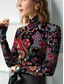 billige Boho t-skjorte-Dame Tunika Blomstret Elegant Bohem Årgang Langermet Rullekrage Høyhalset Vanlige topper Ut på byen Svart Fuksia Grønn Høst Vinter