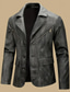 cheap Men's Classic Blazers-Men's Faux Leather Jacket Faux Leather Blazer Biker Jacket Vacation Daily Windproof Warm Pocket Spring Fall Plain Fashion Classic Lapel Regular Faux Leather Black Coffee Jacket