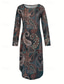 ieftine Rochii florale-Pentru femei Rochii Midi Rochie teacă Rochie de schimb Petrecere Casual Boho Petrecere Invitat la nunta Zilnic Fit regulat Grafic Imprimeu Paisley Tribal Manșon Lung Stil Nautic Gri Închis Primăvar