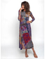 billiga Boho-klänning-Dam Maxiklänning Sheath Dress T shirtklänning Semester Ledigt Boho Helgdag Datum Normal Blommig Grafisk Geometrisk Långärmad Rund hals Blå Mörklila Rodnande Rosa Rubinrött Vår Höst