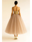 baratos Vestidos Longos &amp; Gowns-Linha A Longuette Vestidos de baile Elegante Sem Manga Sem Alças Festa de Jardim Casamento Tule Cetim Elástico com Fenda Dupla
