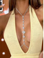 cheap Wedding Accessories-Women's Silver Diamond-Shaped Rhinestone Body Chain - Glamorous Plunging Neckline Jewelry for Evening Parties, Clubwear, Weddings and Special Occasions