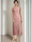 preiswerte Mamas Kleidersets-Zweiteilig A-Linie Kleid-Sets Knöchellänge Kleid für Hochzeitsgäste Brautmutterkleid Langarm Rundhalsausschnitt Elegant Formell Hochzeitsgast Chiffon Spitze mit Einfarbig