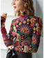 billige Boho t-skjorte-Dame Tunika Blomstret Elegant Bohem Årgang Langermet Rullekrage Høyhalset Vanlige topper Ut på byen Svart Fuksia Grønn Høst Vinter