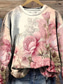 preiswerte Blumen-Hoodies-3D-Druck Vintage Boho Kapuzenpullover Damen Patchwork Kapuzenpullover Sweatshirt Floral Pullover Sweatshirt Vight Warm Aktiv Vintage Langarm Street Alltagskleidung Lässiger Patchwork Druck Pink