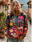 cheap Floral Tops-Women&#039;s 3D Print Vintage Boho Hoodie Patchwork Hoodie Sweatshirt Floral Pullover Sweatshirt Oversized Warm Active Hooded Street Dailywear Patchwork Black White Yellow Dark Pink Spring Fall Winter