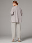voordelige Broekpakken van mama-Broek 3-delig pak Tot de grond Moeder van de bruid jurk Mouwloos Ronde hals Elegant Bruiloft gast Chiffon Kant Wrap inbegrepen met Pailletten