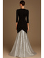 billiga Mermaid kvällsklänningar-Sjöjungfru trumpet Golvlång Balklänningar Kvälls klänningar Balklänning Formell klädsel Elegant Färgblock Den lilla svarta 3/4 ärm V-hals Bröllop Formell Paljetter Stretch crepe med Plisserat