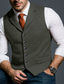 cheap Men's Waistcoat-Men Tweed Vest Waistcoat Daily Vacation Wedding Formal Fashion Classic Spring Fall Pocket Buttons Tweed Polyester Comfortable Plain Herringbone Single Breasted V Neck Lapel Slim Fit Blue Black