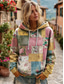 cheap Floral Tops-Women&#039;s 3D Print Vintage Boho Hoodie Patchwork Hoodie Sweatshirt Floral Pullover Sweatshirt Oversized Warm Active Hooded Street Dailywear Patchwork Black White Yellow Dark Pink Spring Fall Winter