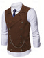 cheap Men's Waistcoat-Men's Vest Waistcoat Gilet Vacation Party Business Fashion Casual Spring Fall Buttons Polyester Comfortable Plain Double Breasted Lapel Regular Fit Black Navy Blue Coffee Vest