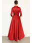 baratos Vestidos de fraque-Mulheres Vestido smoking Linha A Casamento Formal Convidado do casamento Cetim Elegante Vintage Manga 3/4 plissada Até o Tornozelo Lapela Xale