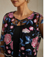 ieftine Blazere și costume-Pentru femei Blazer Ușor Dantelă Brodat Elegant Floral Oficial Scurt Crewneck Fit regulat Lungime Manșon 3/4 Îmbrăcăminte exterioară Fucsia Vară Primăvară
