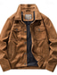 baratos Jaquetas de Suede Sintético-Homens Jaqueta de camurça sintética Jaqueta Carga Jaqueta casual Férias Diário Manter Quente Bolsos Outono Inverno Tecido Moda Clássico Lapela Padrão Preto cáqui Café Cinzento Casaco