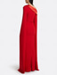 baratos Vestidos de baile-Tubinho Longo Vestido de baile com capa Vestidos de noite Vestido formal Elegante Sedoso Manga Longa Assimétrico Casamento Formal Crepe Esticado com Pregas
