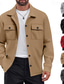 cheap Casual Jackets-Men's Lightweight Jacket Cargo Jacket Casual Jacket Daily Vacation Warm Pocket Spring Fall Plain Fashion Classic Lapel Regular Black Red Khaki Light Grey Dark Gray Jacket
