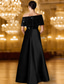 cheap Ball Gown Evening Dresses-A-Line Floor Length Evening Gown Ball Gown with Overskirt Formal Dress Elegant Glittering Silky Short Sleeve One Shoulder Evening Party Wedding Satin Sequined with Glitter