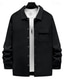 cheap Casual Jackets-Men's Lightweight Jacket Cargo Jacket Casual Jacket Vacation Daily Breathable Jacquard Pocket Spring Fall Plain Fashion Classic Lapel Regular Black White Khaki Light Grey Dark Gray Jacket