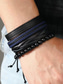 voordelige Heren sieraden-Heren leren kralen armbandset – meerlaags geweven retro polsbandsieraden voor een casual stijl en kerstcadeau