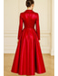 preiswerte Smokingkleider-Damen Smokingkleid A-Linie Hochzeit Formell Hochzeitsgast Satin Elegant Vintage 3/4 Ärmel Plissee Knöchellänge Gekerbtes Revers Einreihig