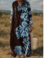 baratos Vestidos Boho-Mulheres Vestido Longo Vestido A Line Vestido justo e evasê Festa Casual Boho Diário Festa Para Noite Ajuste Largo Gráfico Geométrica Tropical Manga Longa Decote V Azul Preto Vermelho Verde Primavera