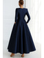 abordables Vestidos de Noche en A-Corte A Hasta el Suelo Vestidos de noche Corte Cenicienta Vestimenta formal Elegante Sedoso Manga 3/4 Escote en Pico Boda Formal Bolsillo Satén Satén elástico con Bolsillo