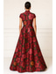 preiswerte Meerjungfrau Abendkleider-A-Linie Bodenlang Abiballkleider Abendkleid Ballkleid Festliche Kleidung Elegant Vintage Kurzarm Ausgekehlt Hochzeit Weihnachten Tasche Satin mit Blumenmuster
