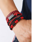 voordelige Heren sieraden-Heren leren kralen armbandset – meerlaags geweven retro polsbandsieraden voor een casual stijl en kerstcadeau