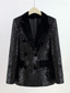cheap Blazers &amp; Vests-Women&#039;s Blazer Sport Coat Formal Wedding Guest Evening Party Sequin Elegant Sparkle Long Sleeve Peak Lapel Double Breasted