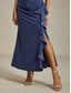 billiga Nyårsklänningar-Dam Maxiklänning Sheath Dress Plisserad klänning Volangkjol Elegant party Semiformella klänningar Bröllopsgäst Gradering Cocktailfest Volang Ensfärgat Ärmlös Rund hals Båthals Violett