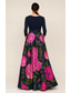 preiswerte Bodenlänge-A-Linie Bodenlang Kleid für Hochzeitsgäste Abendkleid Flattriges Kleid Abendkleid Elegant seidig Dreiviertelarm V Ausschnitt Hochzeit Formell Tasche Satin Stretch-Crêpe mit Blumenmuster