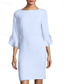 preiswerte Lässige / Tageshochzeit-Schlanke Cocktailkleider Minimalistisches Kleid Cocktail-Party knie-langes 3/4-langer Ärmel Juwel-Ausschnitt Herbst Hochzeitsgast Chiffon mit Rüschen Kleider