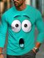 cheap 3D T shirts-Men&#039;s 3D Funny Emotes T Shirt Long Sleeve T shirt 3D Print Crew Neck Shirt Fashion Exaggerated Street Daily Lake Blue Red Green Summer Spring Fall Clothing Apparel S M L XL XXL XXXL