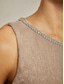 preiswerte abendkleider-Damen Midikleid Shiftkleid Faltenkleid Halterkleid Elegant Party Formell Party Hochzeitsgast Cocktailparty Perlenbesetzt Geschichtet Metallisch Normale Passform Einfarbig Ärmellos Rundhalsausschnitt