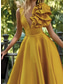 preiswerte Empire-Waist-Abendkleider-A-Linie Bodenlang Abiballkleider Abendkleid Ballkleid Festliche Kleidung Elegant Party Ärmellos V Ausschnitt Formell Hochzeitsgast Satin mit Schulterblume