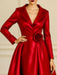preiswerte Smokingkleider-Damen Smokingkleid A-Linie Hochzeit Formell Hochzeitsgast Satin Elegant Vintage 3/4 Ärmel Plissee Knöchellänge Gekerbtes Revers Einreihig