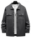 cheap Casual Jackets-Men's Lightweight Jacket Cargo Jacket Casual Jacket Daily Vacation Warm Pocket Spring Fall Plain Fashion Classic Lapel Regular Black Red Khaki Light Grey Dark Gray Jacket