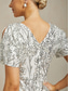 cheap Cocktail Dress-Women's Maxi Dress Sheath Dress Trumpet Mermaid Dress Elegant Party Cocktail Cold Shoulder Evening Party Cocktail Party Sequins Floral Short Sleeve V Neck White