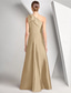 billiga Ballgowns för kvällsbruk-A-linje Golvlång Kvälls klänningar Balklänning med överkjol Formell klädsel Elegant Ärmlös Enaxlad Jul Formell Höstens bröllopsgäst Satäng med Rosett(er)