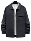 cheap Casual Jackets-Men's Lightweight Jacket Cargo Jacket Casual Jacket Vacation Daily Breathable Jacquard Pocket Spring Fall Plain Fashion Classic Lapel Regular Black White Khaki Light Grey Dark Gray Jacket