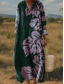 baratos Vestidos Boho-Mulheres Vestido Longo Vestido A Line Vestido justo e evasê Festa Casual Boho Diário Festa Para Noite Ajuste Largo Gráfico Geométrica Tropical Manga Longa Decote V Azul Preto Vermelho Verde Primavera