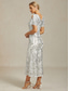 cheap Cocktail Dress-Women's Maxi Dress Sheath Dress Trumpet Mermaid Dress Elegant Party Cocktail Cold Shoulder Evening Party Cocktail Party Sequins Floral Short Sleeve V Neck White
