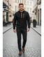 billige Vaffelstrikket T-skjorte-Herre T skjorte Vaffelstrikket T-skjorte T-skjorte Langermet skjorte Langermet Quarter Zip Vår &amp; Vinter Fargeblokk Mote Designer Grunnleggende Lapper Glidelås Feriereise Gate Ut på byen Svart Navybl