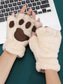 お買い得  レディース手袋-女性用ふわふわの肉球手袋 - かわいいふわふわの猫の爪ミトン、コスプレ、ハロウィン、普段使いにぴったりの柔らかくて暖かい冬用指なし手袋