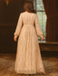 preiswerte Bodenlänge-A-Linie Knöchellänge Kleid für Hochzeitsgäste Abendkleid Brautmutterkleid Langarm V Ausschnitt Übergröße Glanz &amp; Glamour Formeller Abend Hochzeitsfeier Spitze Paillettenbesetzt mit Farbblock