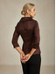 abordables Blouses Élégantes-Femmes Chemisier Hauts de soirée Nœud devant Élégant Métallique Moderne Manche 3/4 Col en V Hauts Réguliers Soirée robe demoiselle d honneur Semi-Formel Marron Printemps, Automne, Hiver, Été